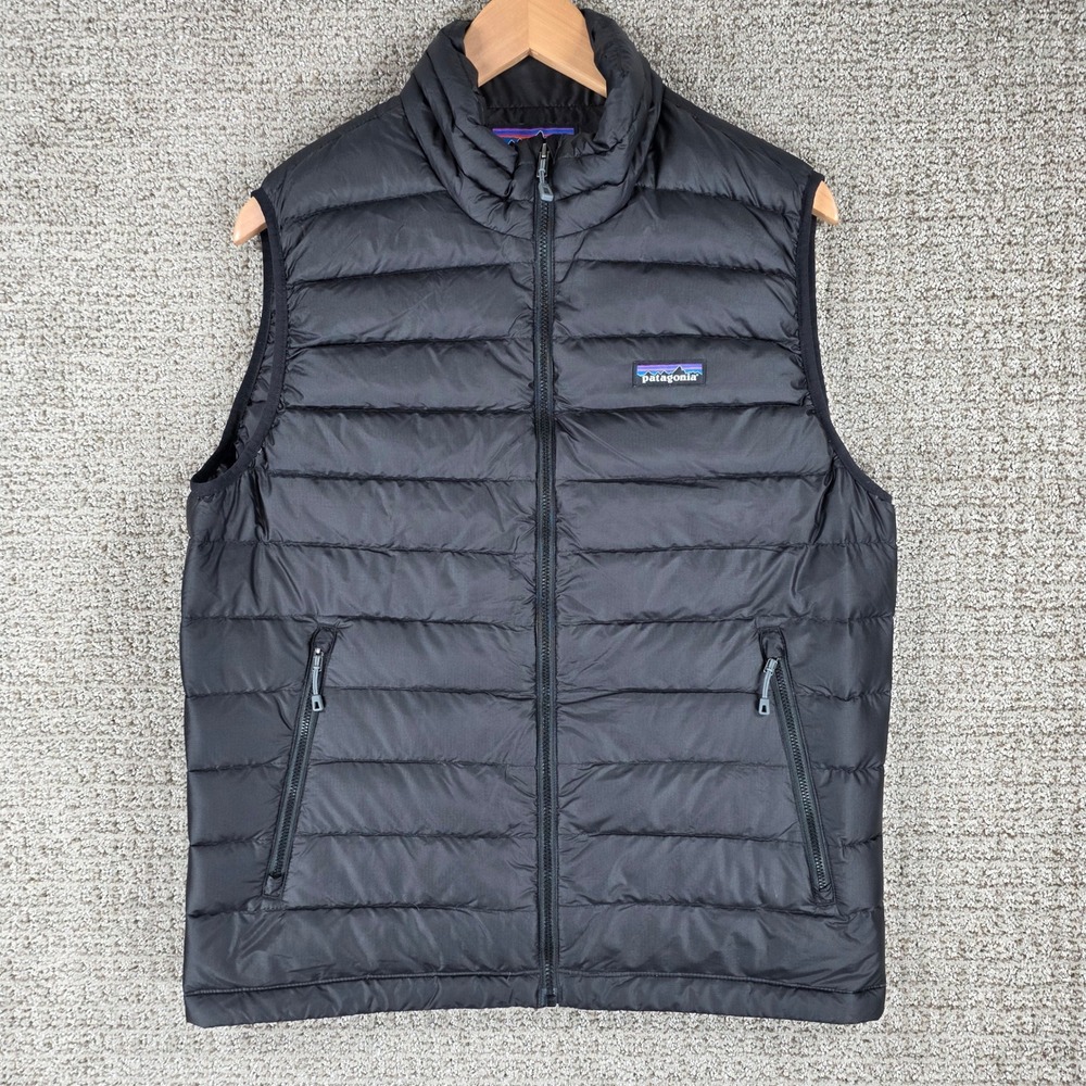Patagonia Mens Down Sweater Vest Black Puffer Goose Down Size Medium